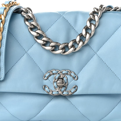 Chanel Lambskin Quilted Medium Chanel 19 Flap Light Blue 8 of 10