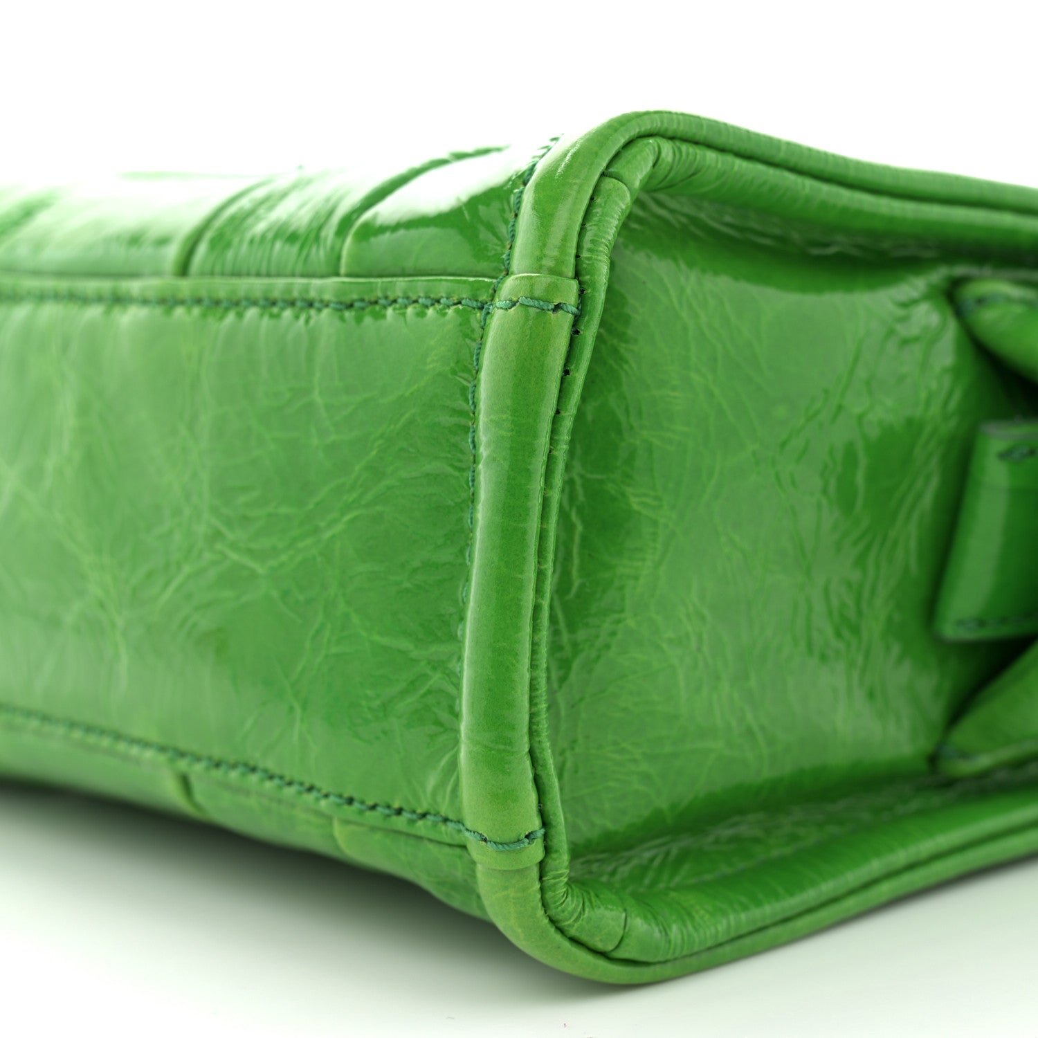 Marc Jacobs Shiny Crinkled Calfskin Mini The Tote Bag Fern Green 10 of 11