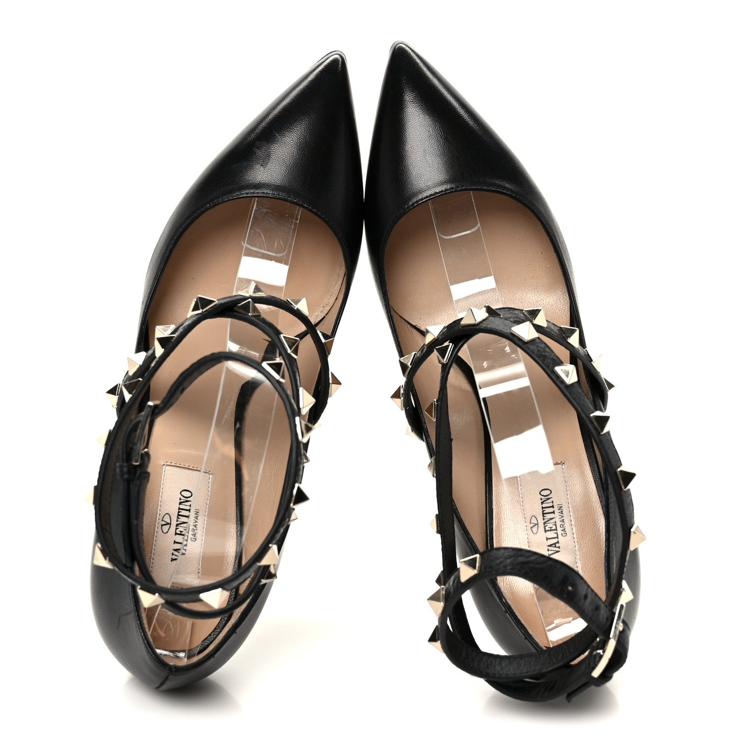 Valentino Garavani Calfskin Nappa Rockstud Ankle Strap 75mm Pumps 38.5 Black 2 of 10