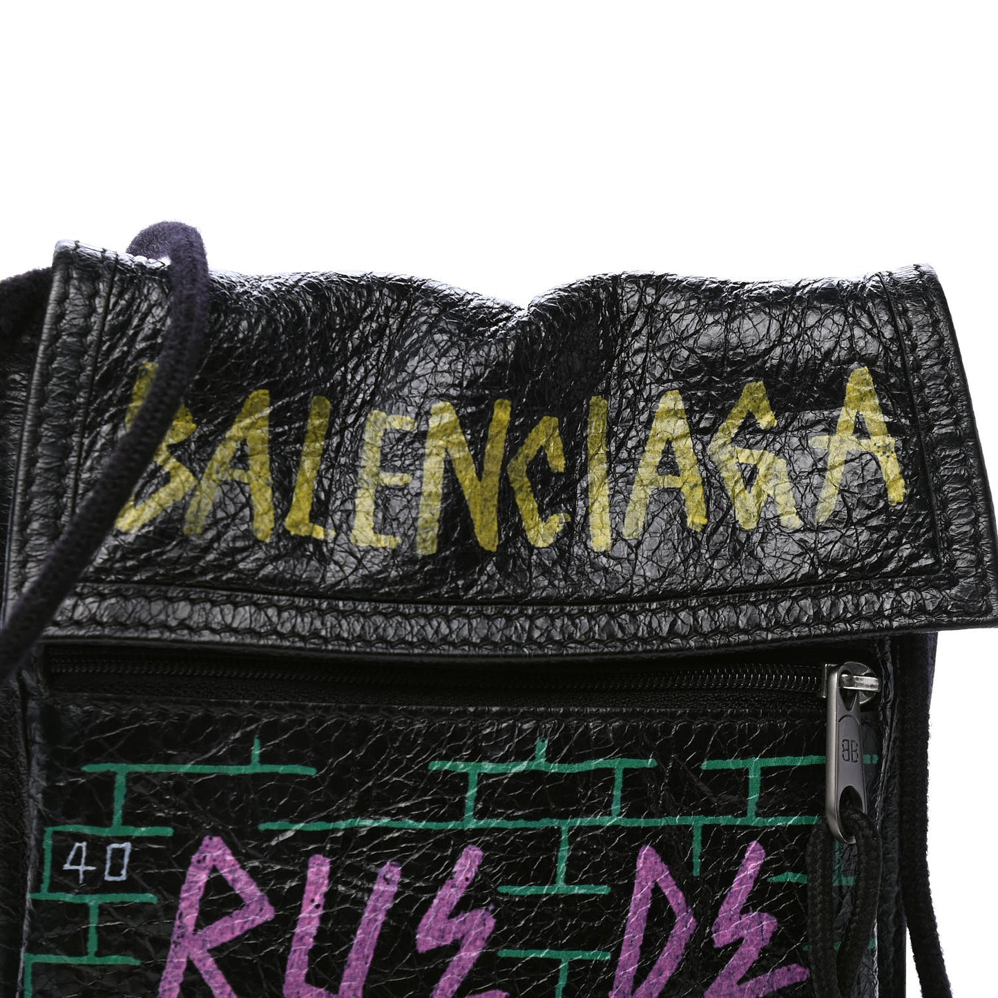 Agneau Arena Graffiti All Over Small Explorer Pouch with Strap Black Multicolor
