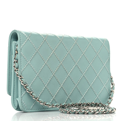 Chanel Calfskin Whipstitch Wallet On Chain WOC Green 3 of 11