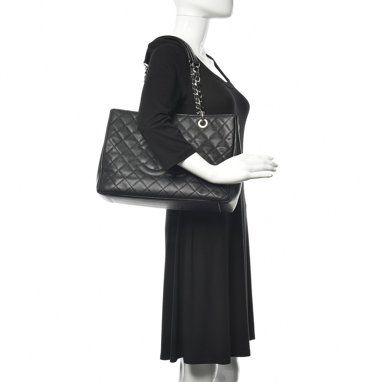 Caviar Quilted Grand Shopping Tote GST Black