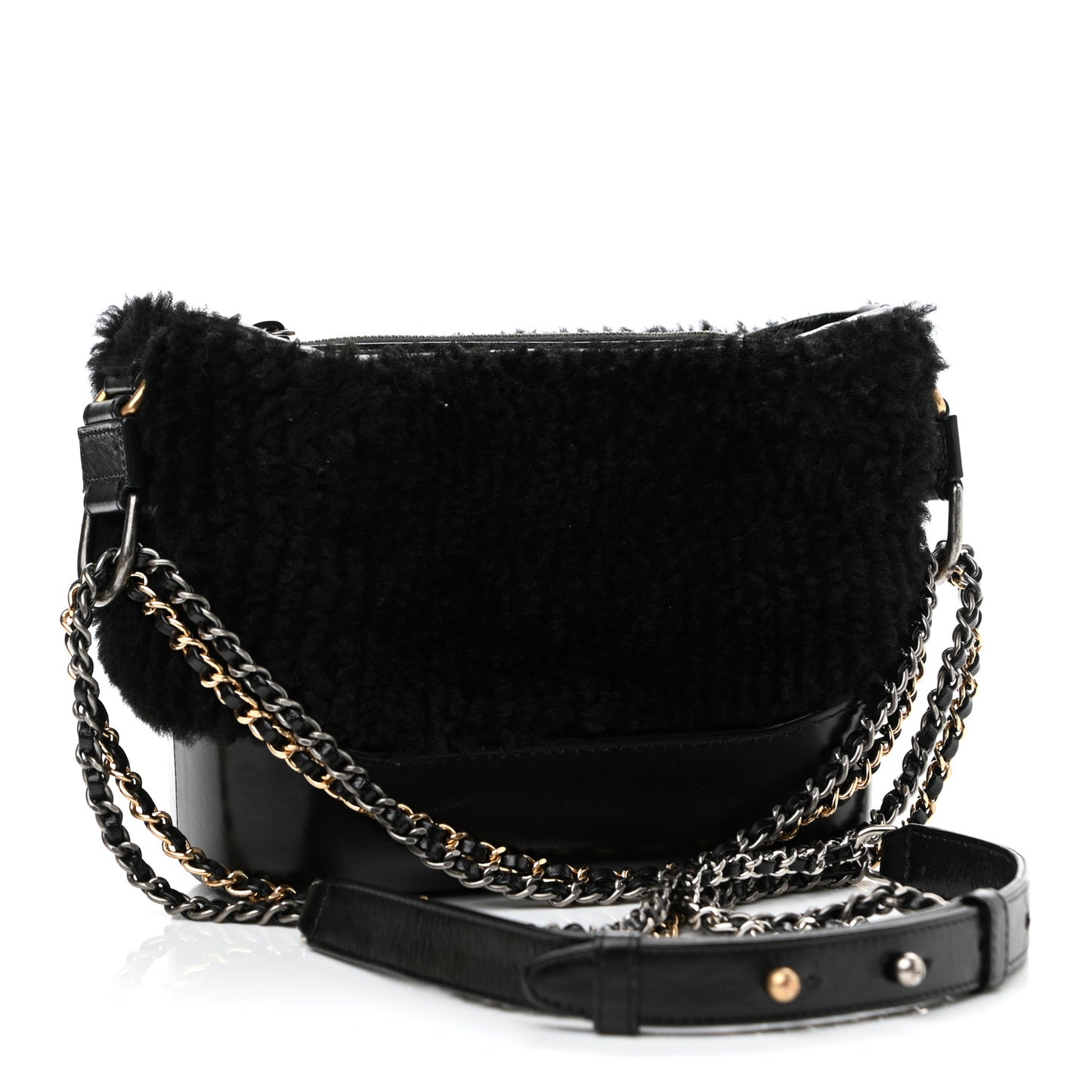 Shearling Small Gabrielle Hobo Black