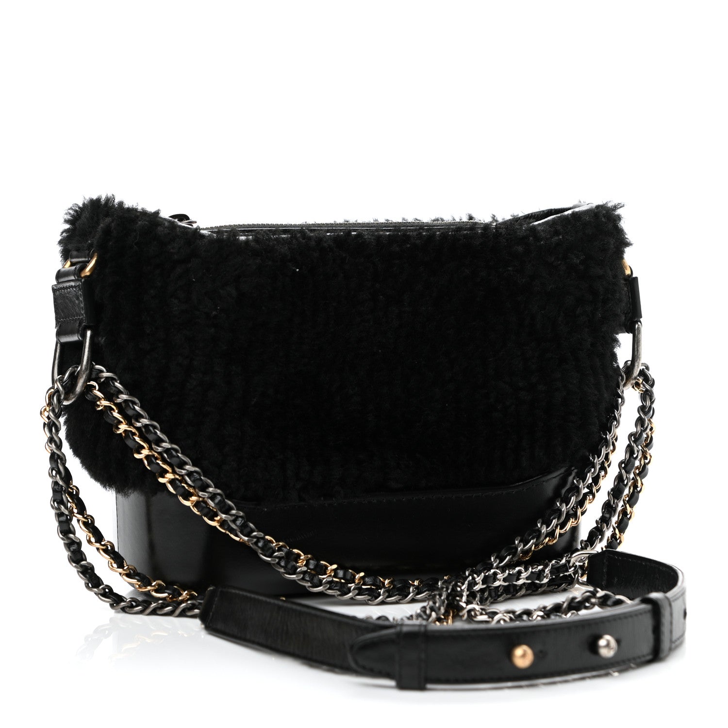 Chanel Shearling Small Gabrielle Hobo Black 2 of 10