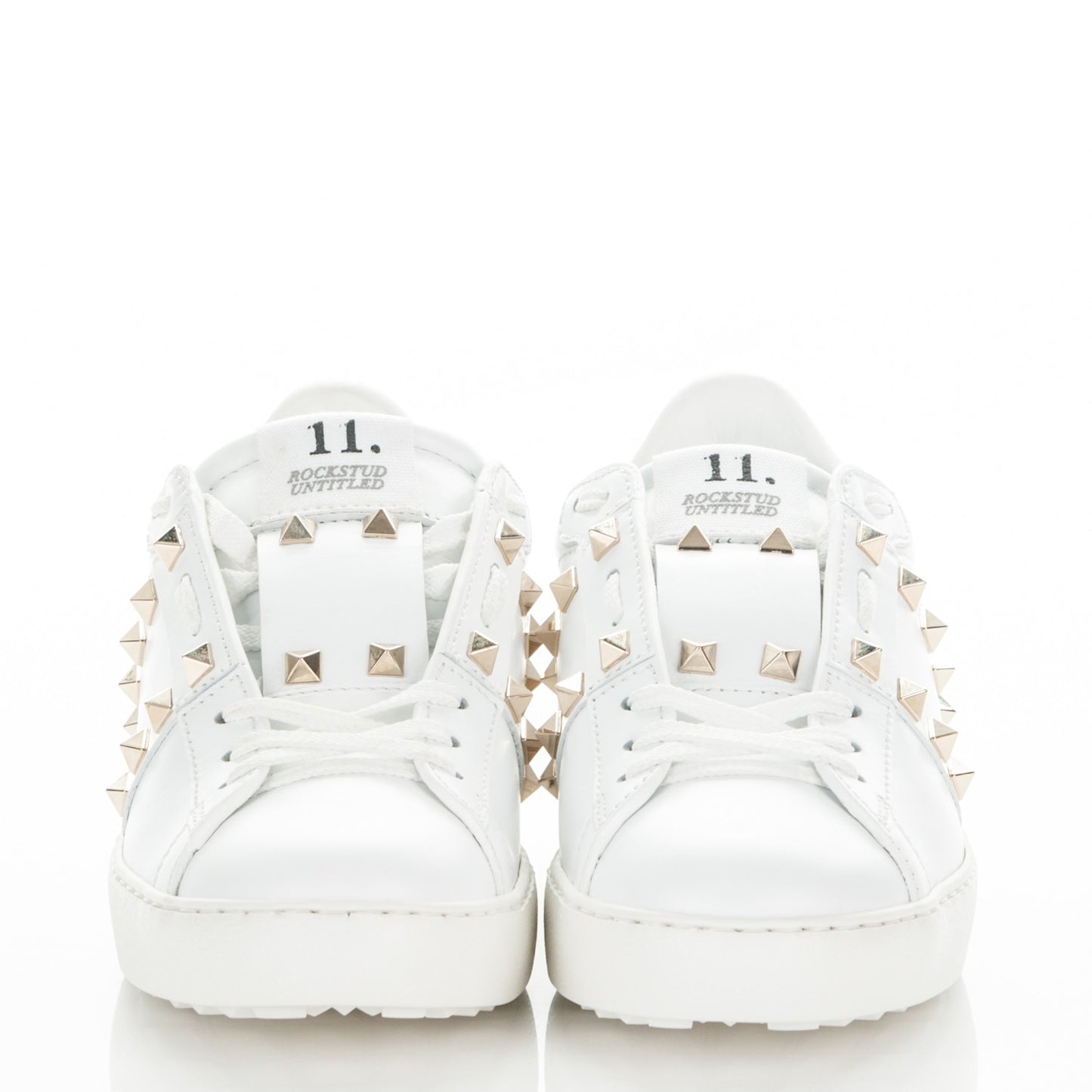Calfskin Rockstud Untitled Open Sneakers 36 White