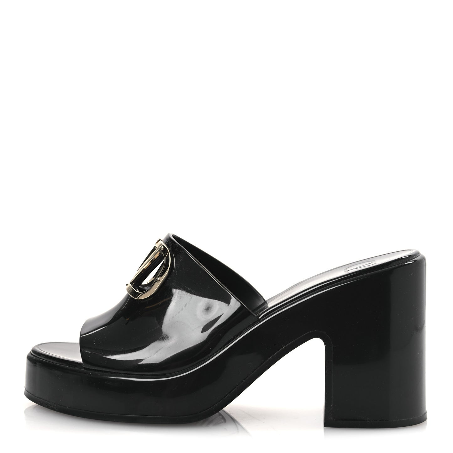 Rubber VLogo PM Platform Slide Sandals 40 Black