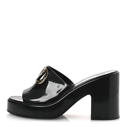 Valentino Garavani Rubber VLogo PM Platform Slide Sandals 40 Black 1 of 11