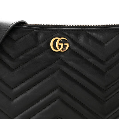 Gucci Calfskin Matelasse GG Marmont Flat Messenger Bag Black 8 of 10