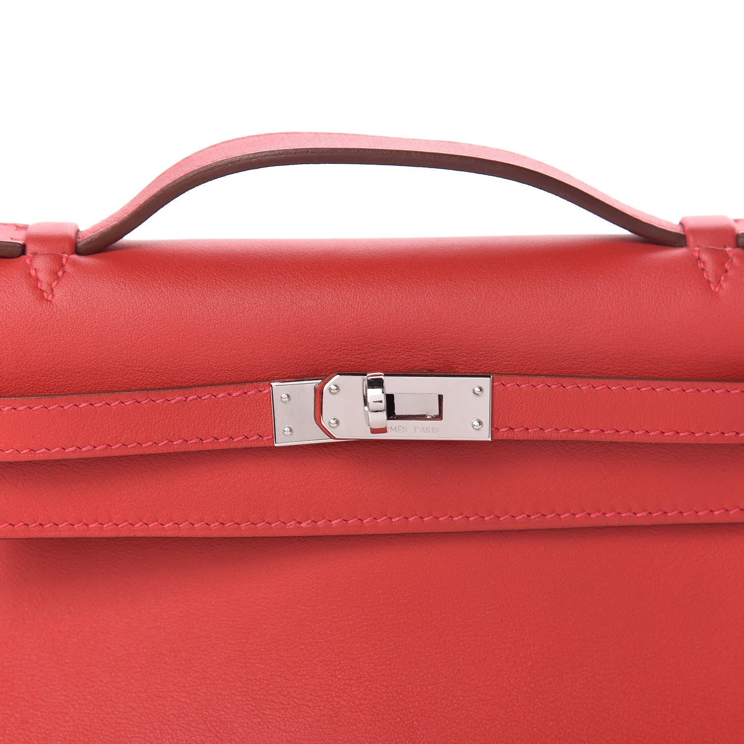 Hermes Swift Kelly Pochette Clutch Vermillion 10 of 11