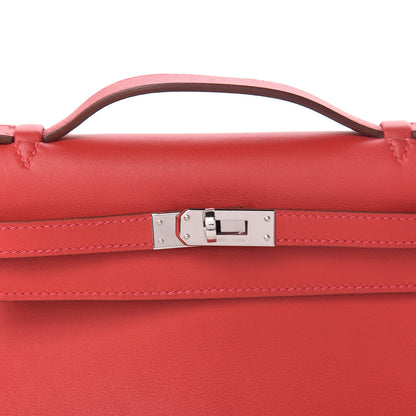 Hermes Swift Kelly Pochette Clutch Vermillion 10 of 11