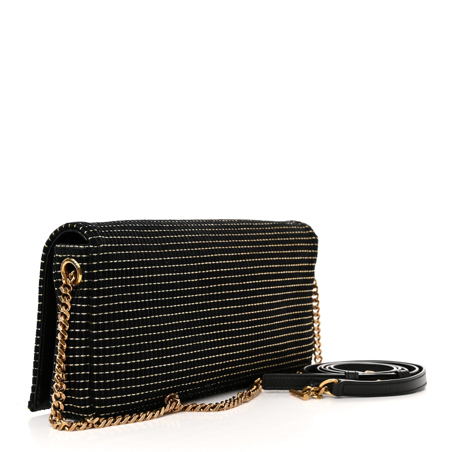 Suede Contrast Stitching Monogram Kate 99 Black