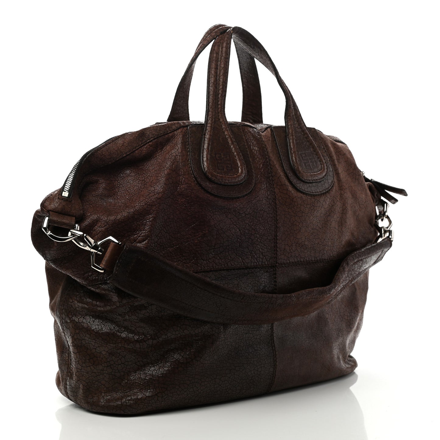 Crackled Calfskin Large Nightingale Brown