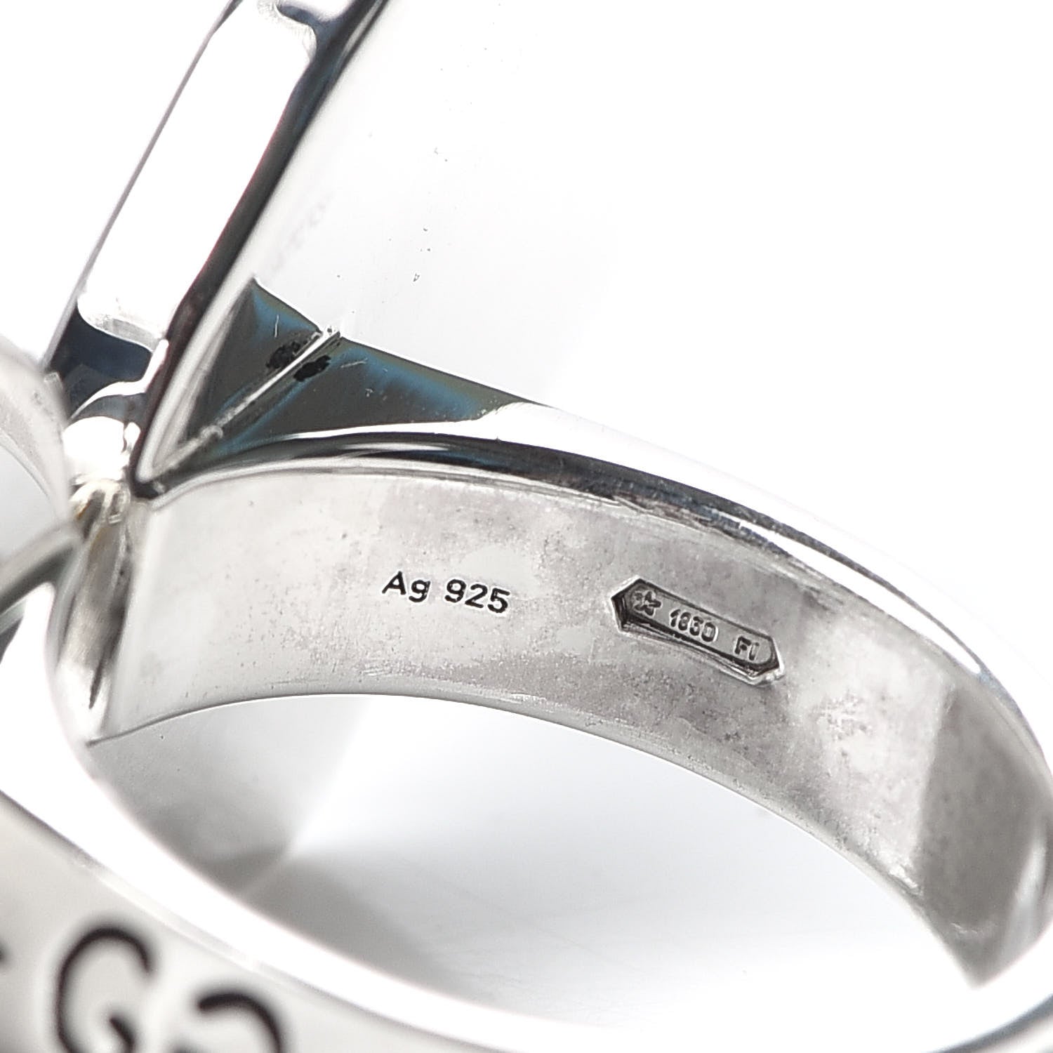 Gucci Sterling Silver Enamel GucciGhost Hamlet Skull Double Ring Black Red 59 8.75 4 of 7