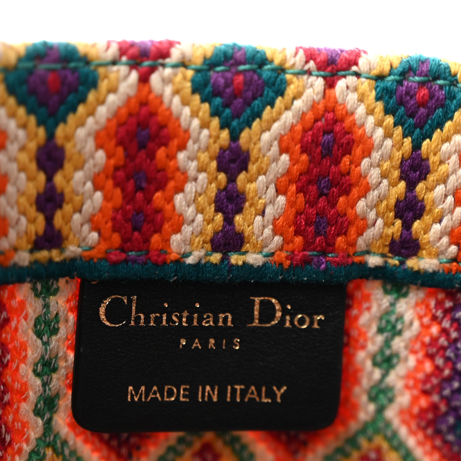 Christian Dior Canvas Embroidered Large Mexican Crafts Book Tote Orange Multicolor 6 of 12