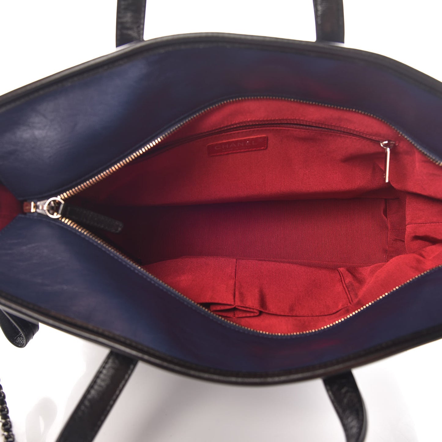 Aged Calfskin Quilted Large Gabrielle Shopping Tote Navy Black