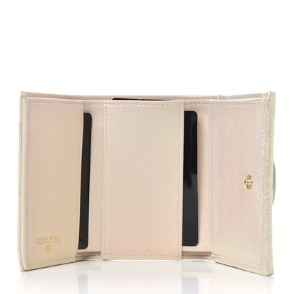 Chanel Iridescent Lambskin Quilted Double Flap Wallet Ivory 5 of 7