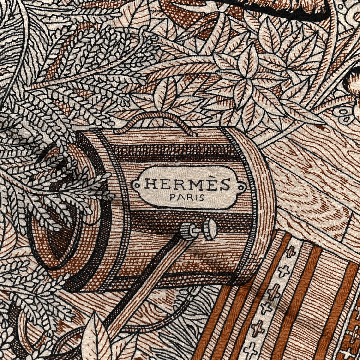 Hermes Cashmere Silk Acte III Scene I La Clairiere Shawl 140 Naturel Marron Noisette 2 of 5