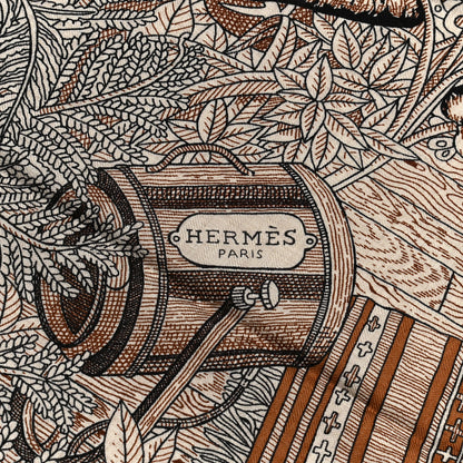 Hermes Cashmere Silk Acte III Scene I La Clairiere Shawl 140 Naturel Marron Noisette 2 of 5