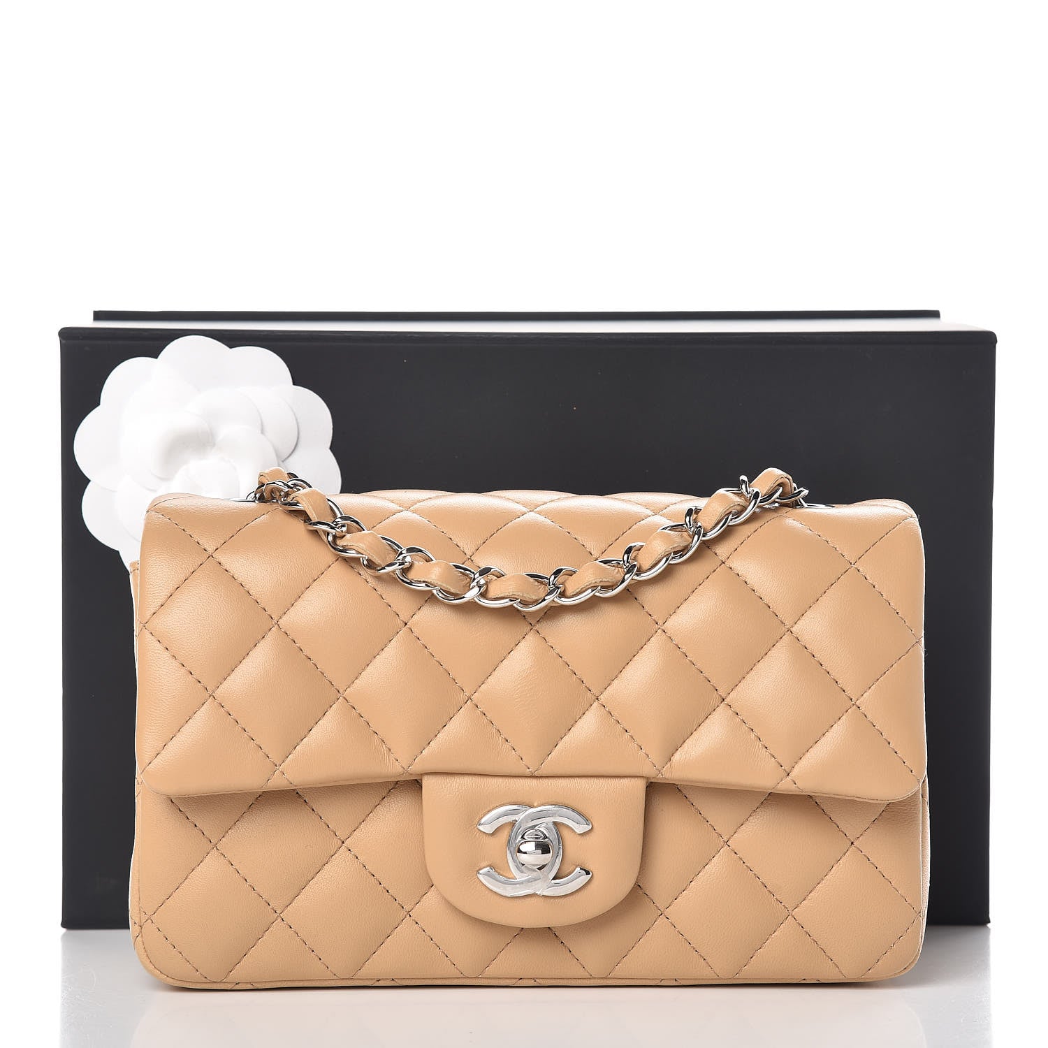 Chanel Lambskin Quilted Mini Rectangular Flap Beige 10 of 10