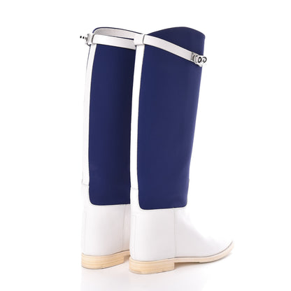 Hermes Toile Calfskin Kelly Jumping Boots 37 4 of 9