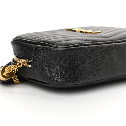 Saint Laurent Grain De Poudre Matelasse Monogram Mini Lou Camera Bag Black 8 of 9