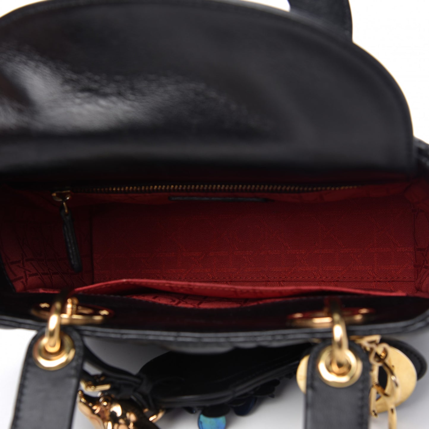 Lambskin Cannage Small Jeweled Lady Dior Black
