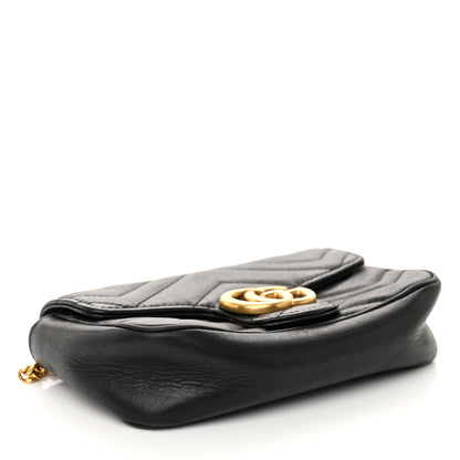 Gucci Calfskin Matelasse Super Mini GG Marmont Shoulder Bag Black 4 of 11