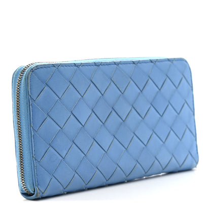 Bottega Veneta Nappa Intrecciato Zip Around Wallet Sky Blue 3 of 14