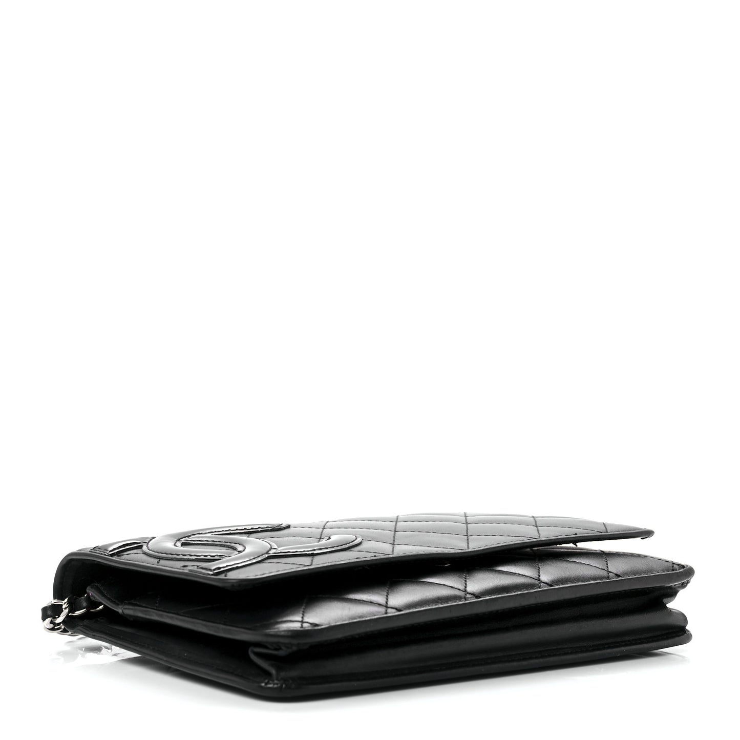 Calfskin Quilted Cambon Wallet On Chain WOC Black