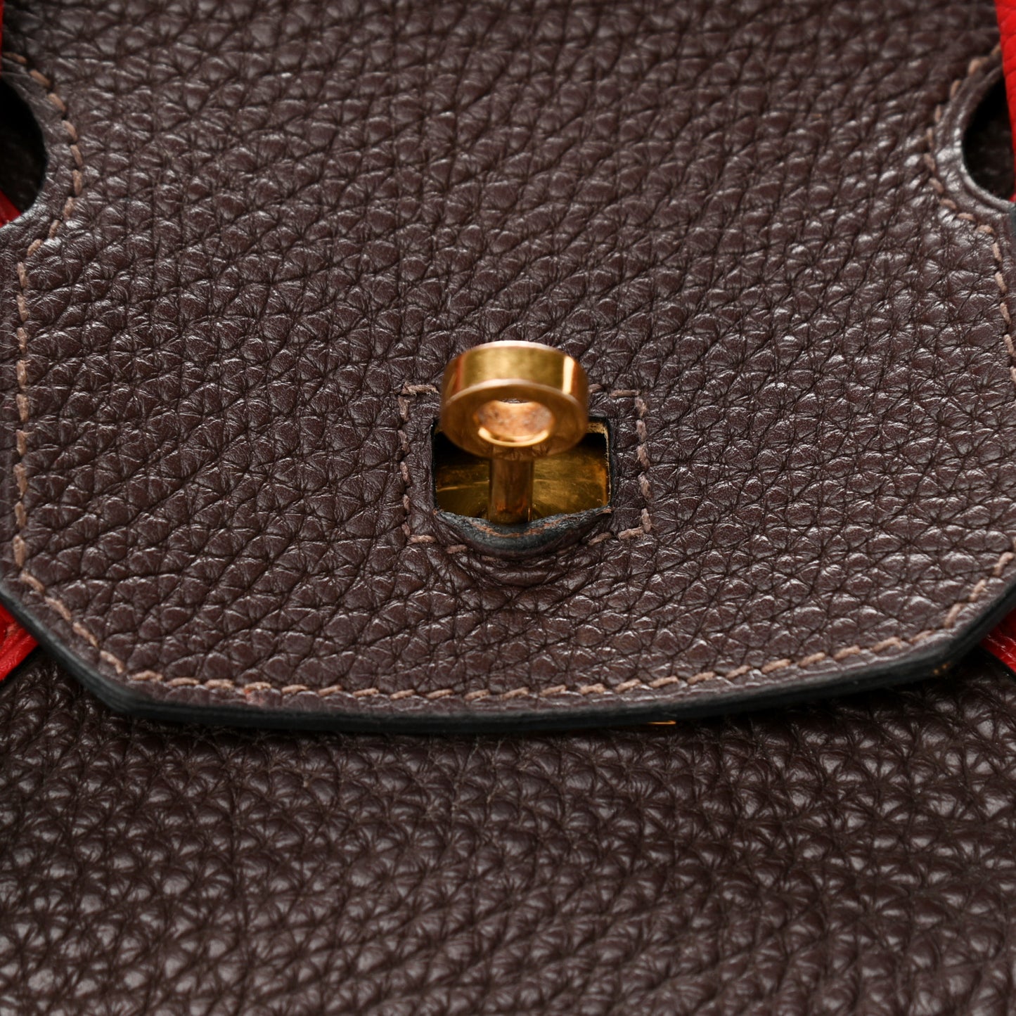 Togo Horseshoe Birkin 30 Chocolate Rouge Vif