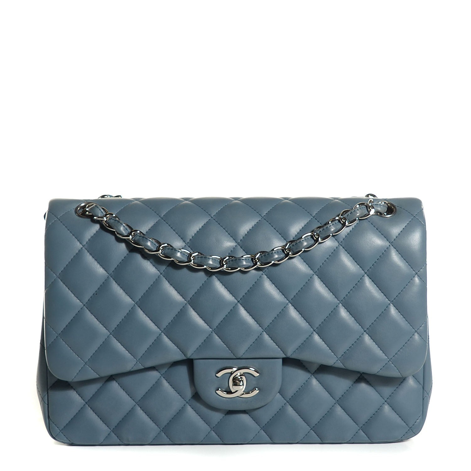 Chanel Lambskin Quilted Jumbo Double Flap Blue 1 of 8