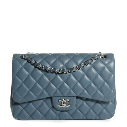 Chanel Lambskin Quilted Jumbo Double Flap Blue 1 of 8