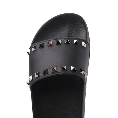 Valentino Garavani Rubber Rockstud Slide Sandals 38 Black 8 of 10