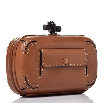 Bottega Veneta Calfskin Topstitched Knot Clutch Brown 2 of 7