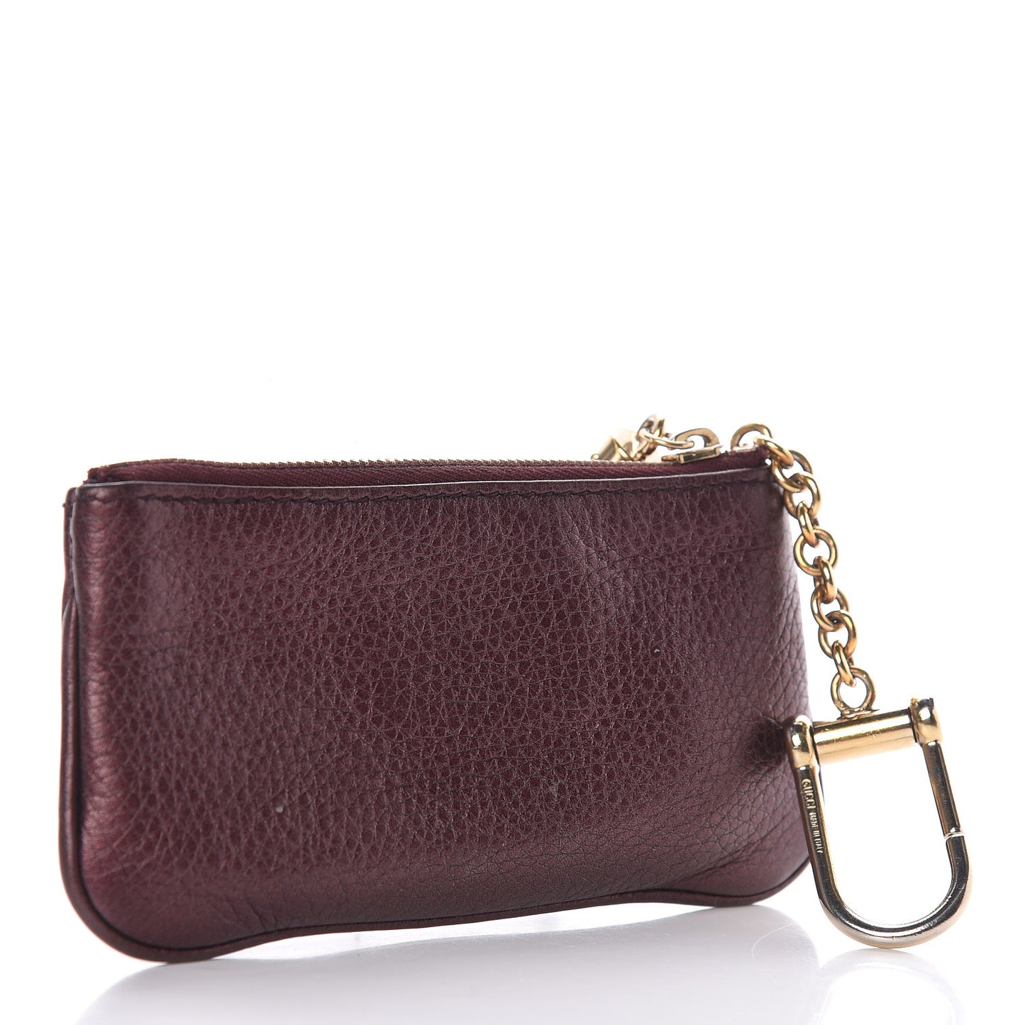 Metallic Pebbled Calfskin Soho Key Case Burgundy