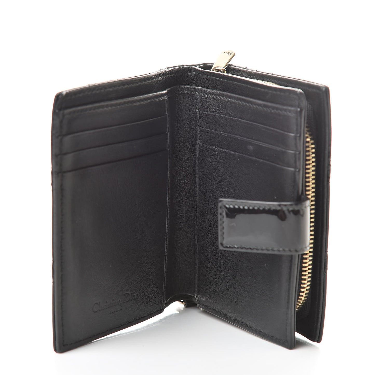 Patent Cannage Lady Dior Eden Wallet Black