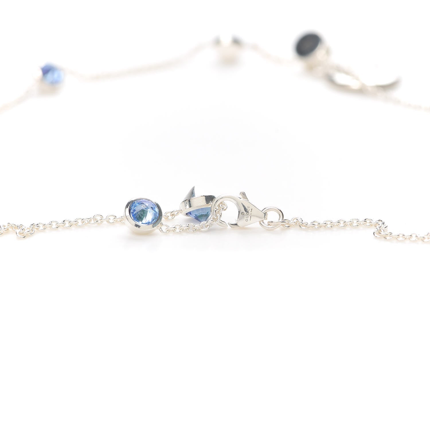 Gucci Sterling Silver Blue Zirconia Blind For Love Pendant Necklace 4 of 4