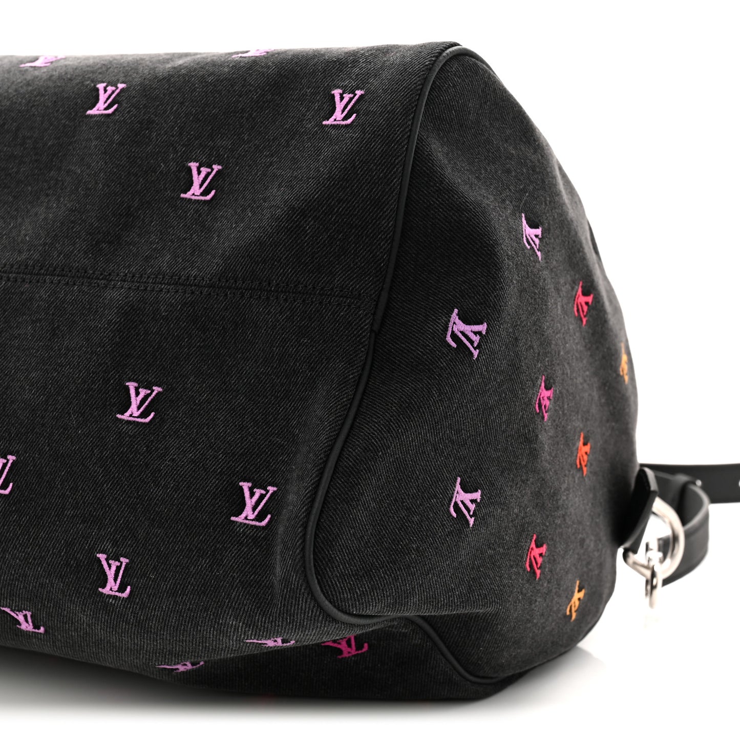 LV Blason Denim Calfskin Speedy Bandouliere 40 Black Gradient Orange