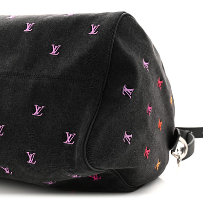 Louis Vuitton LV Blason Denim Calfskin Speedy Bandouliere 40 Black Gradient Orange 8 of 8