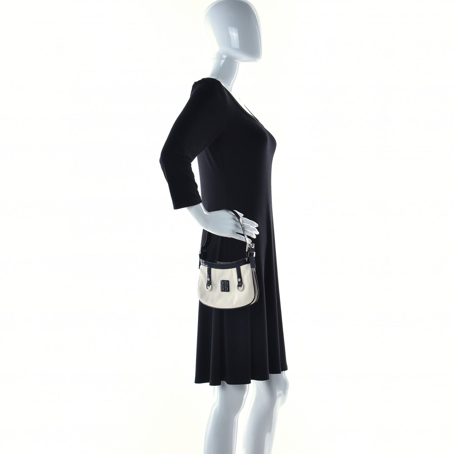 Canvas Patent Hobo Bag White Black