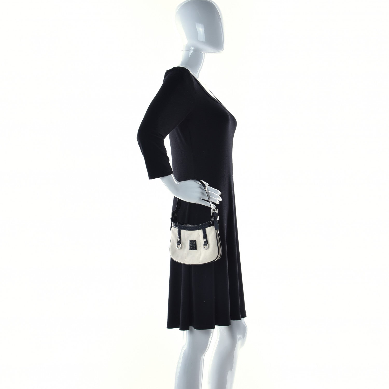 Givenchy Canvas Patent Hobo Bag White Black 2 of 12
