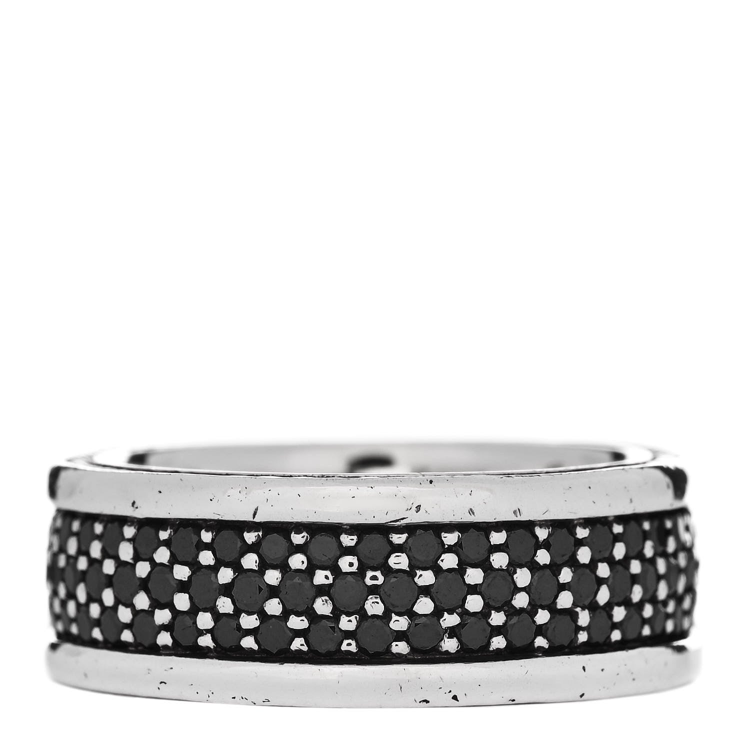 David Yurman Sterling Silver Black Diamond Streamline Three-Row Band Ring 64 10.75 3 of 4