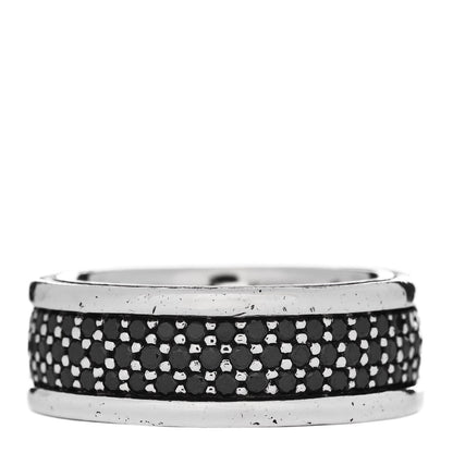David Yurman Sterling Silver Black Diamond Streamline Three-Row Band Ring 64 10.75 3 of 4