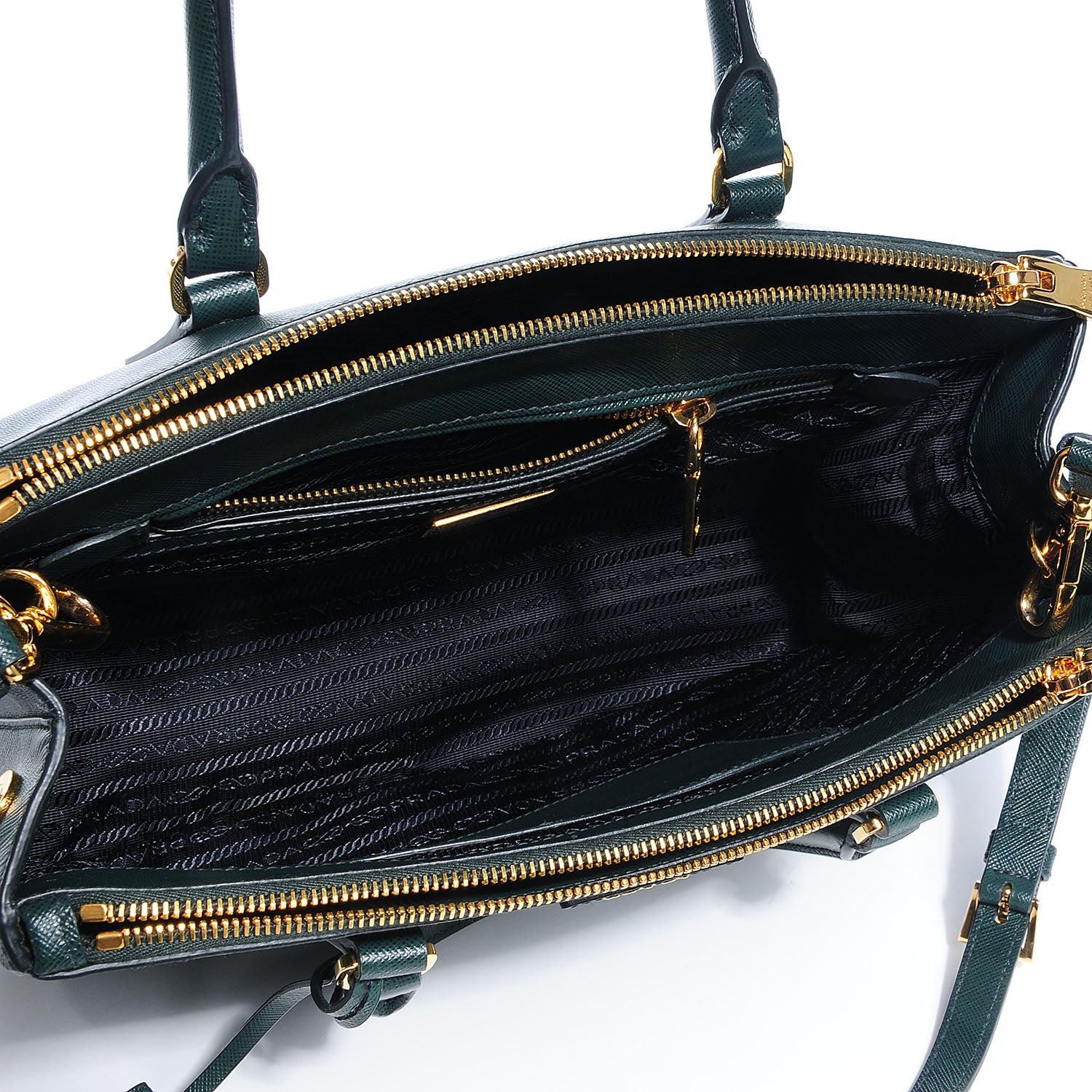 Prada Saffiano Lux Small Double Zip Tote Smeraldo 5 of 14