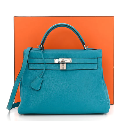 Hermes Togo Kelly Retourne 32 Bleu Paon 11 of 11