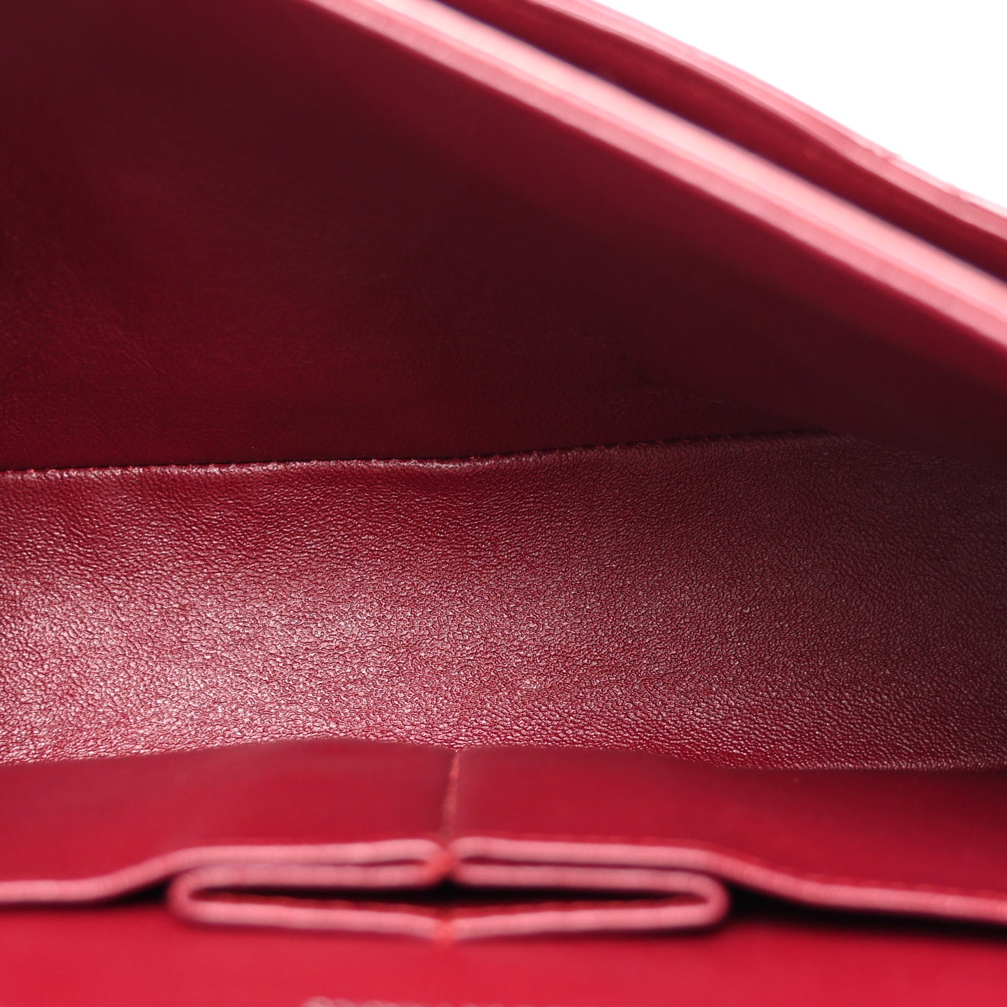 Patent Calfskin Quilted Medium Double Flap Dark Red