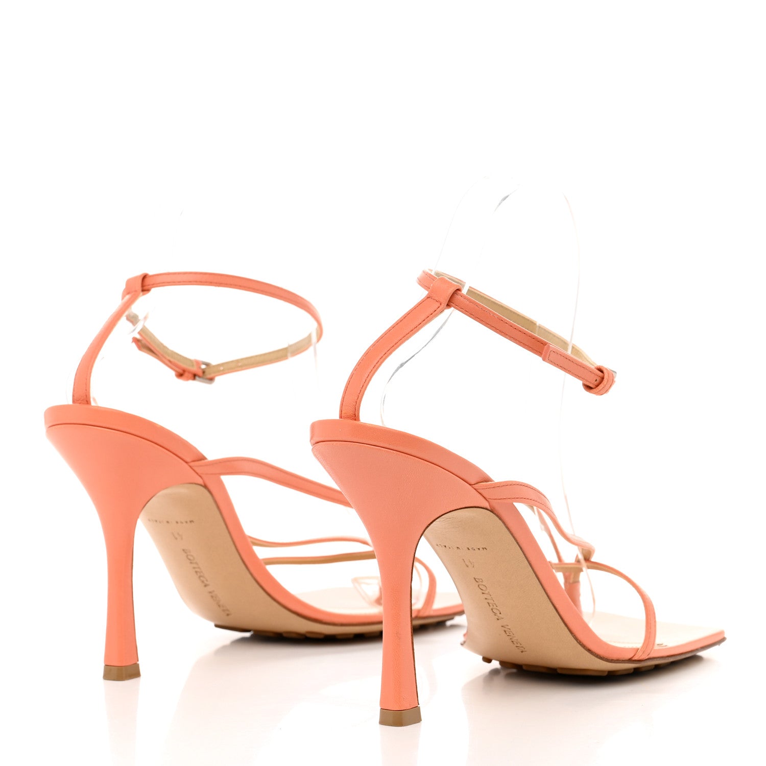 Bottega Veneta Lambskin Stretch Multi Strap 90mm Sandals 41 Papaya 4 of 11