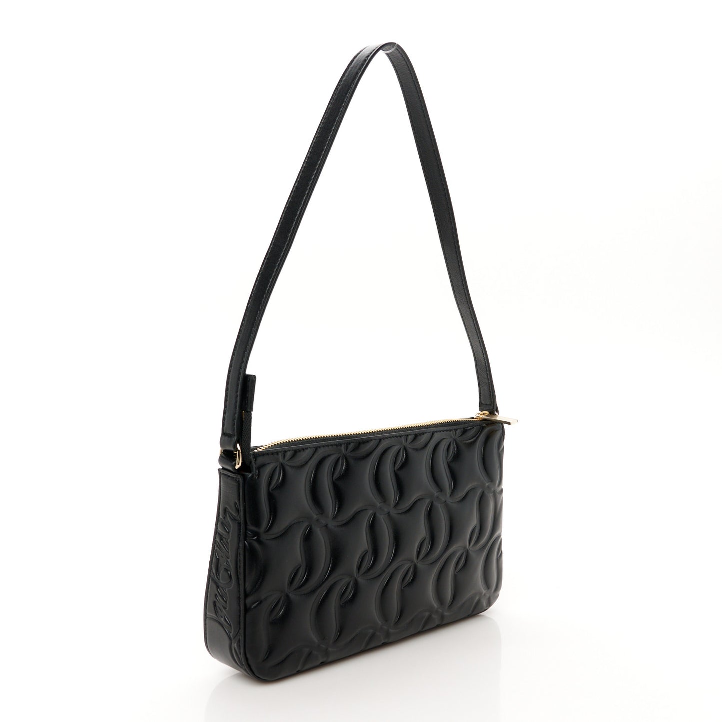 Calfskin Embossed Loubila Shoulder Bag Black