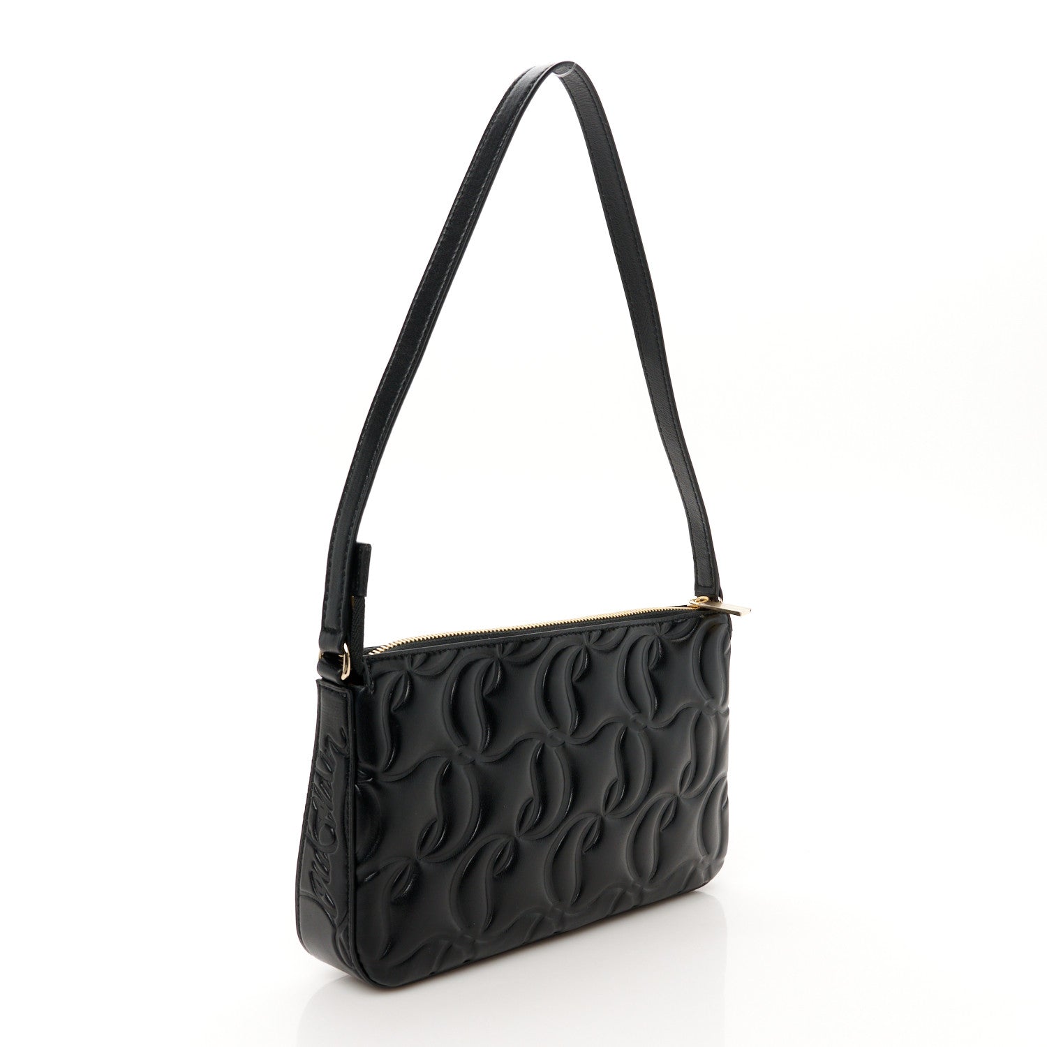 Christian Louboutin Calfskin Embossed Loubila Shoulder Bag Black 3 of 9