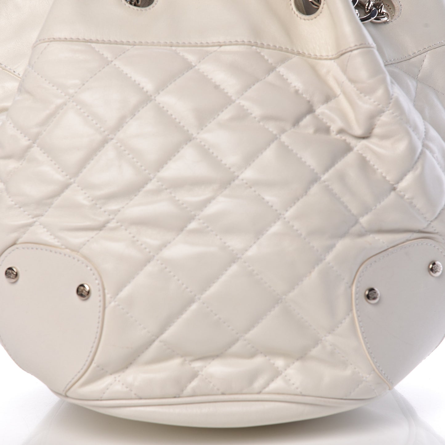 Calfskin Quilted Bucket Shoulder Bag White